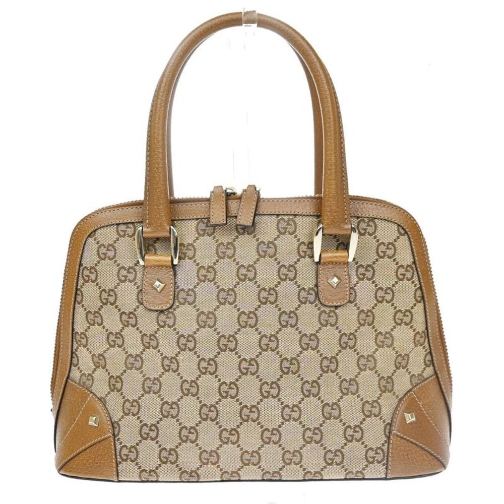 Gucci Vintage Boston Bag Monogram Canvas Brown Canvas Handbag
